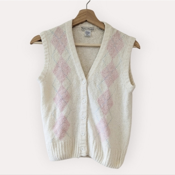 Vintage Argyle Silk Angora Blend Sweater Vest - Picture 4 of 12